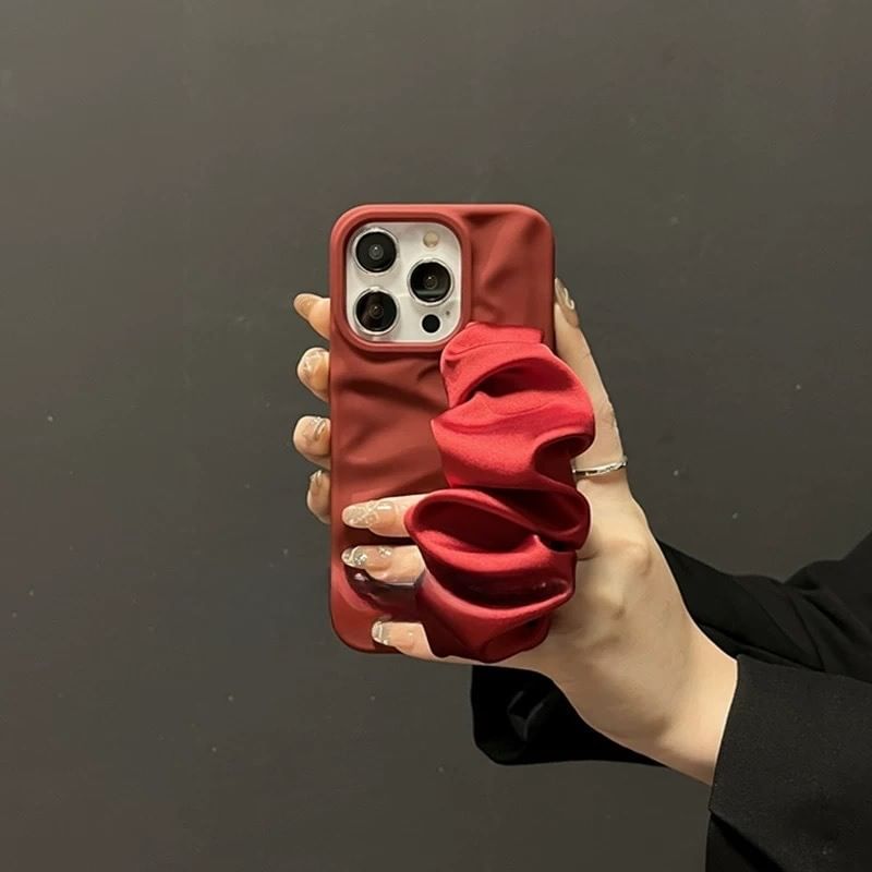 Phone Shirred Strap Case Plain Fabric