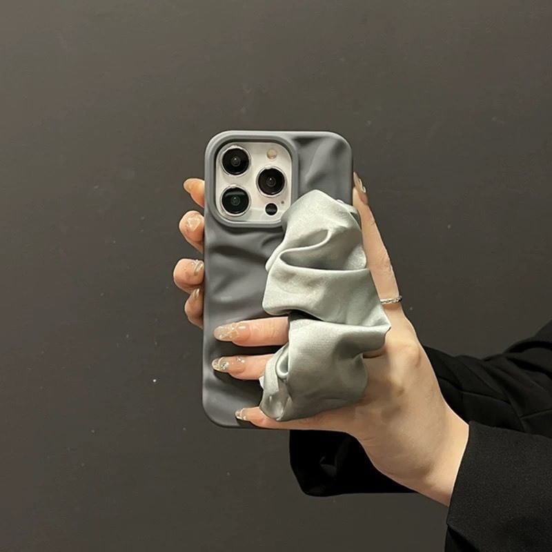 Phone Shirred Strap Case Plain Fabric