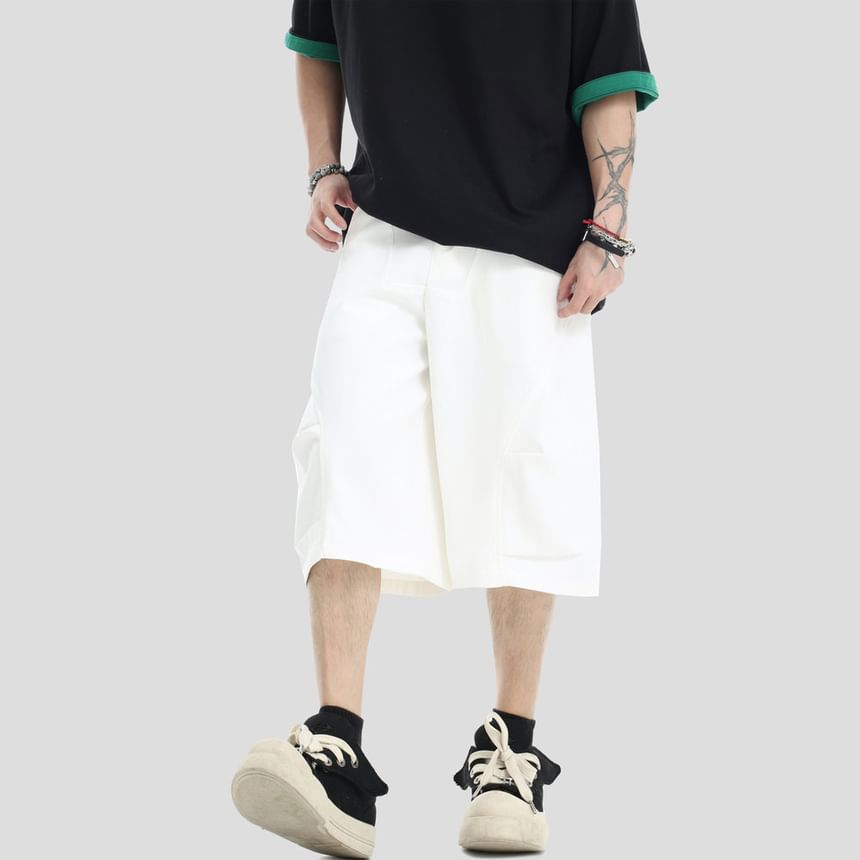 Couple Matching Mid Rise Washed Wide Leg Jorts