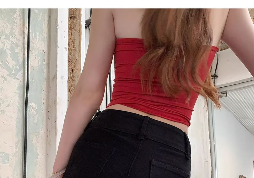 High Waist Plain Denim Hot Pants
