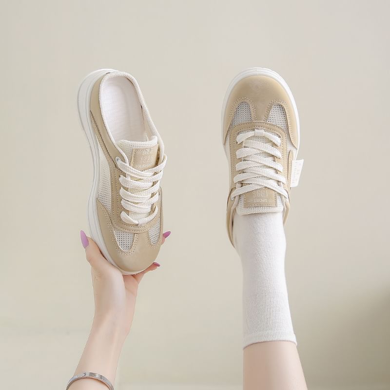 Mesh Sneaker Platform Panel Mules