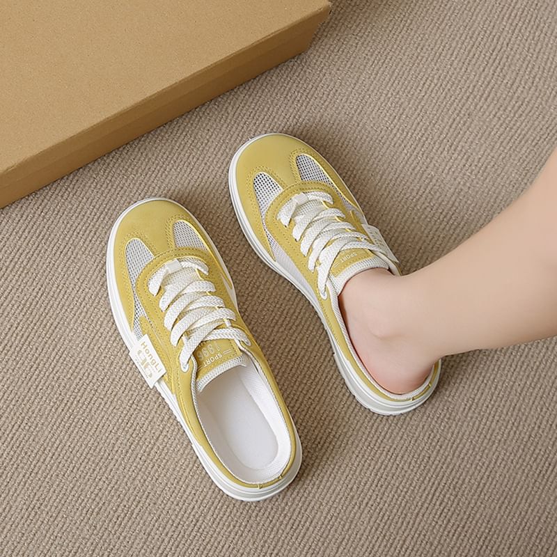 Mesh Sneaker Platform Panel Mules
