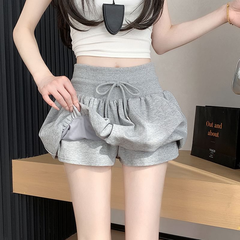 Tie-Waist Pleated Paperbag Mini Skirt