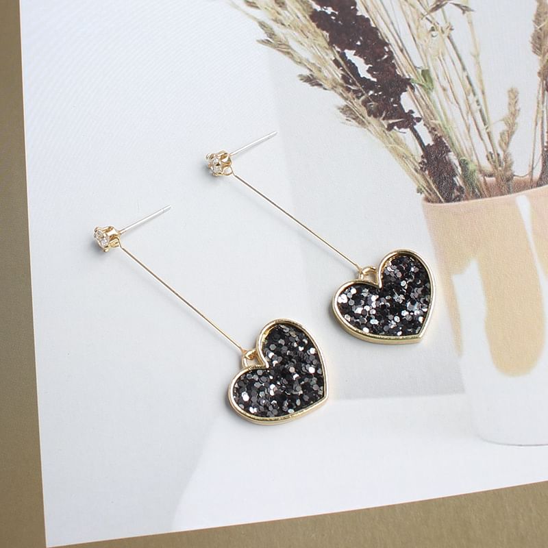 Rhinestone Drop Heart Earring