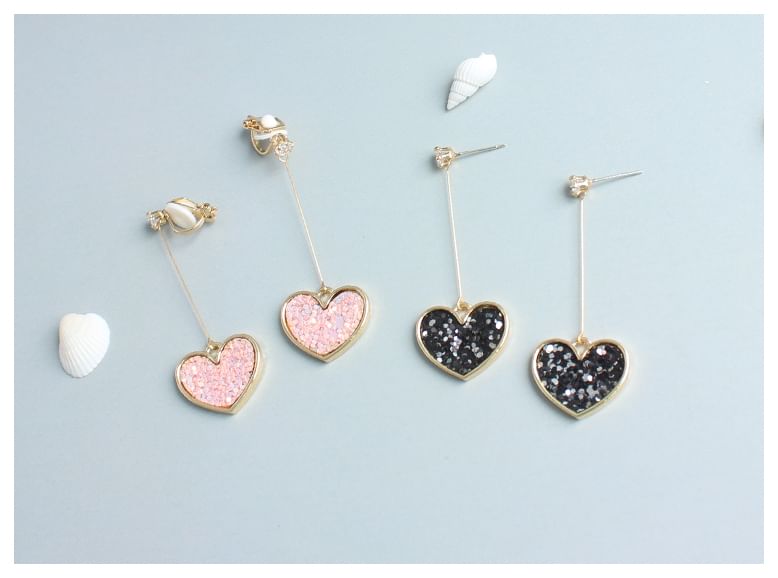 Rhinestone Drop Heart Earring
