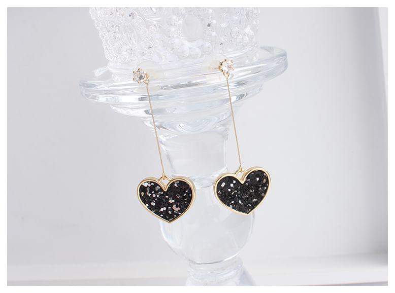 Rhinestone Drop Heart Earring