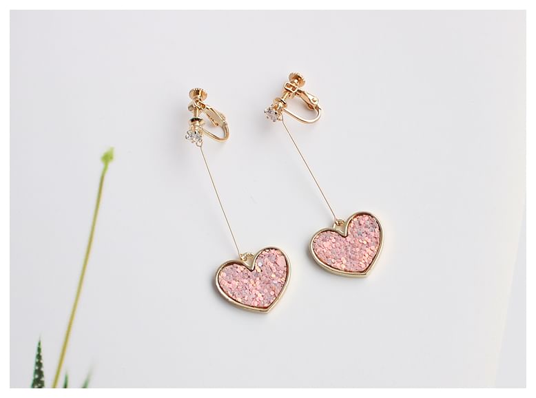 Rhinestone Drop Heart Earring