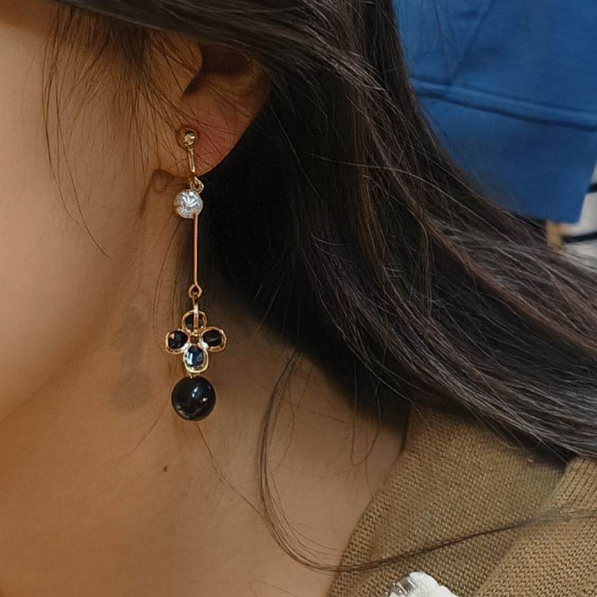 / Earring Drop Flower Clip-On Bead