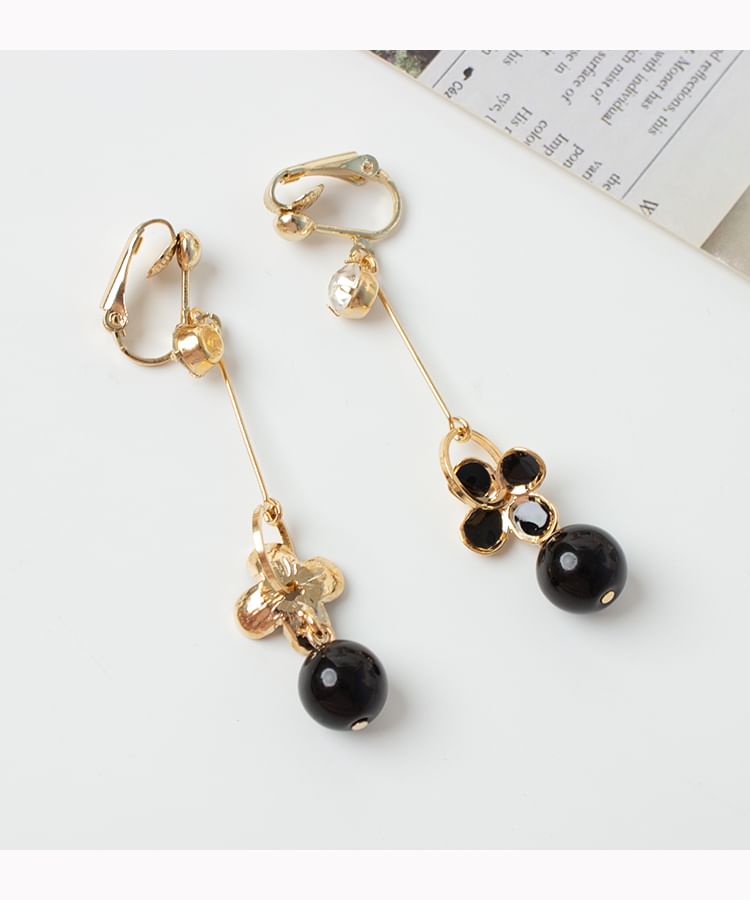 / Earring Drop Flower Clip-On Bead