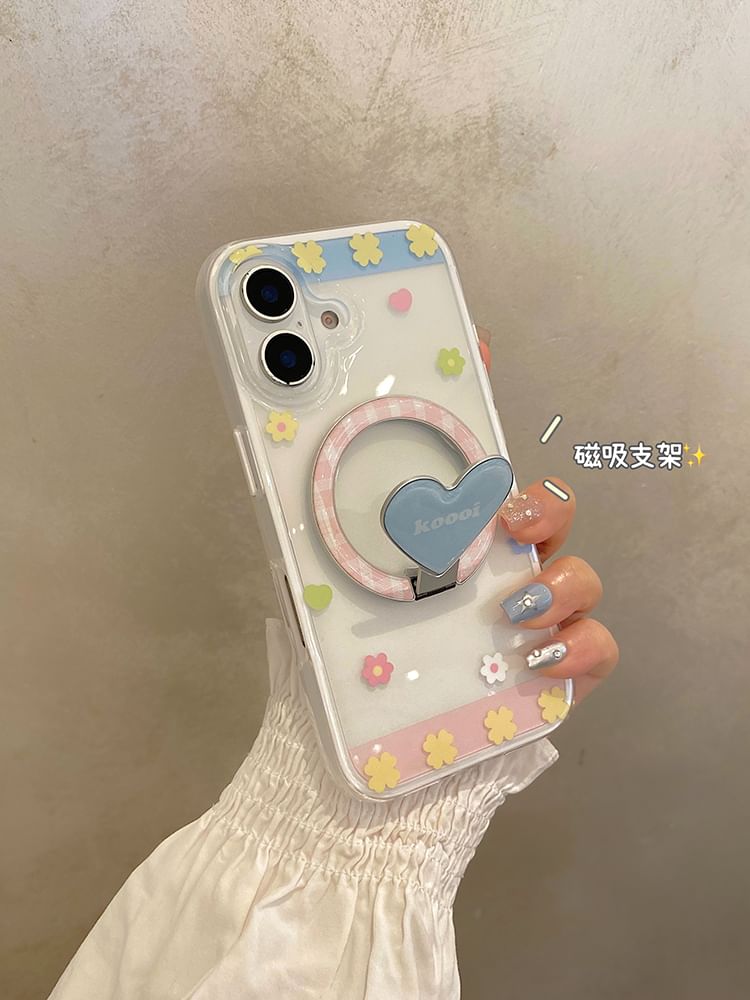 Stand MagSafe) Case with (Compatible Phone / Floral Magnetic Set