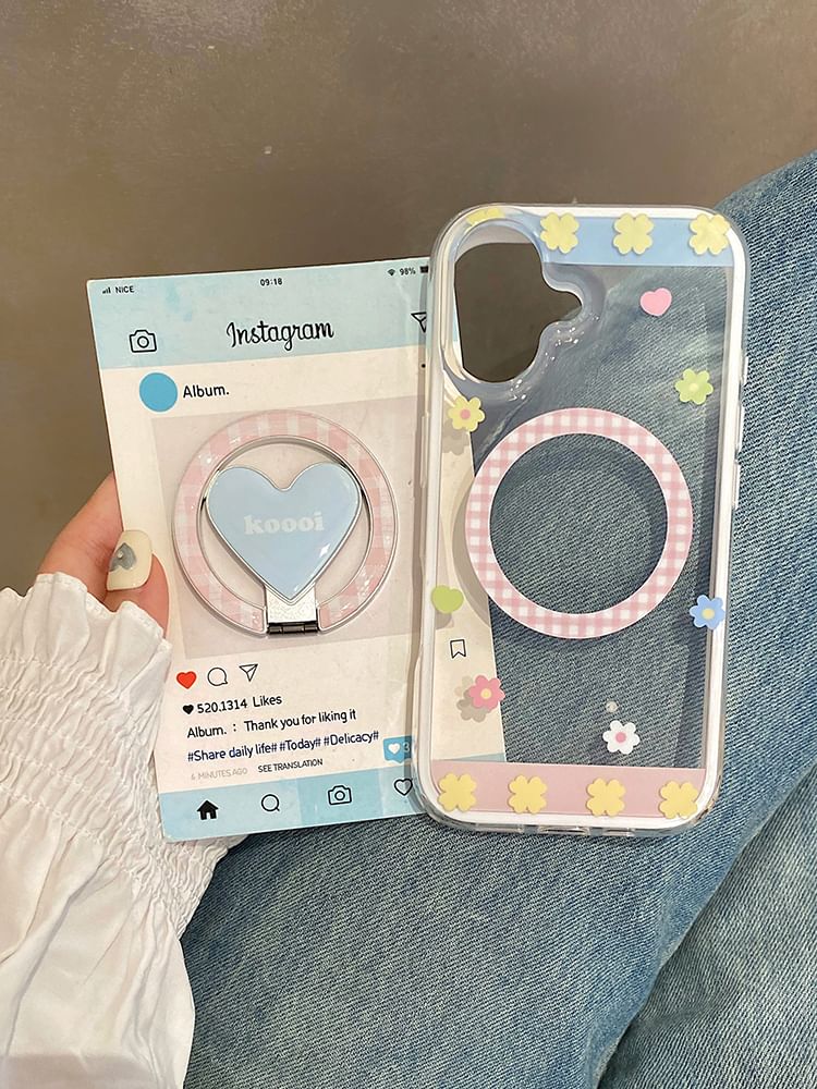 Stand MagSafe) Case with (Compatible Phone / Floral Magnetic Set