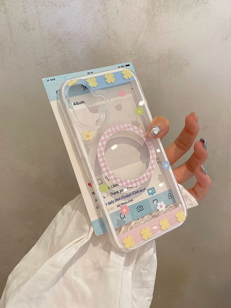 Stand MagSafe) Case with (Compatible Phone / Floral Magnetic Set