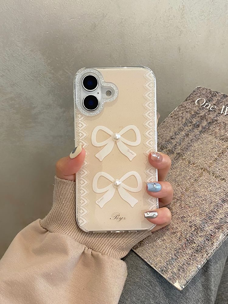 Lace Phone Print Case Faux / Strap Pearl Set