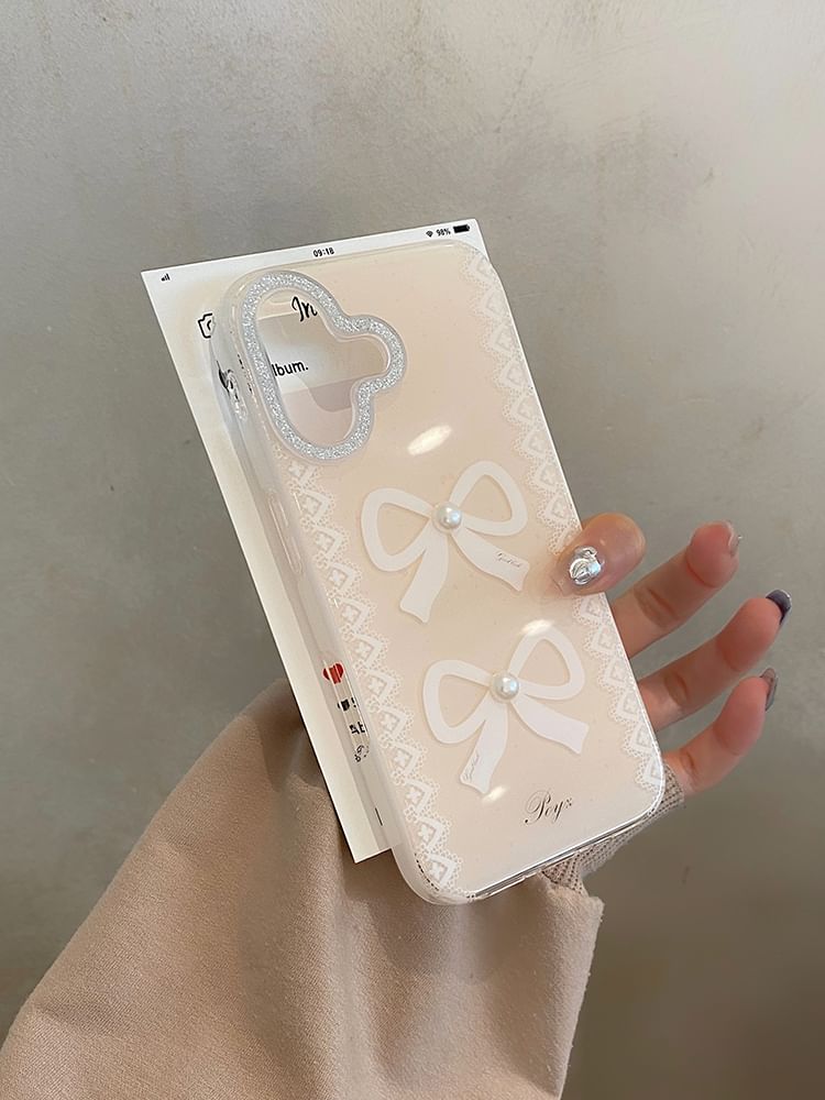 Lace Phone Print Case Faux / Strap Pearl Set