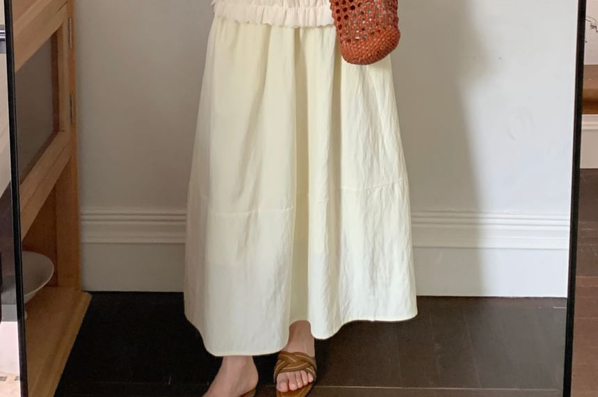 Frilled Knot Crop Top & Flared Maxi Skirt Ensemble