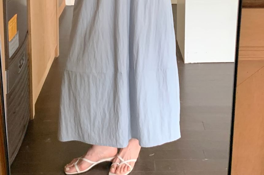 Frilled Knot Crop Top & Flared Maxi Skirt Ensemble