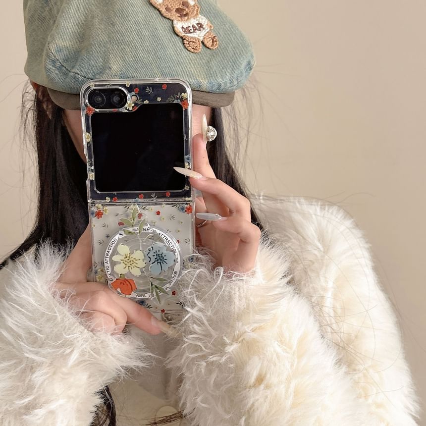 Set Magnetic Case / Print Floral Suction Phone
