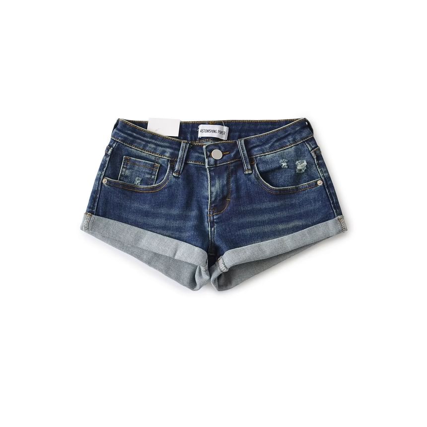 Low Rise Denim Hot Pants