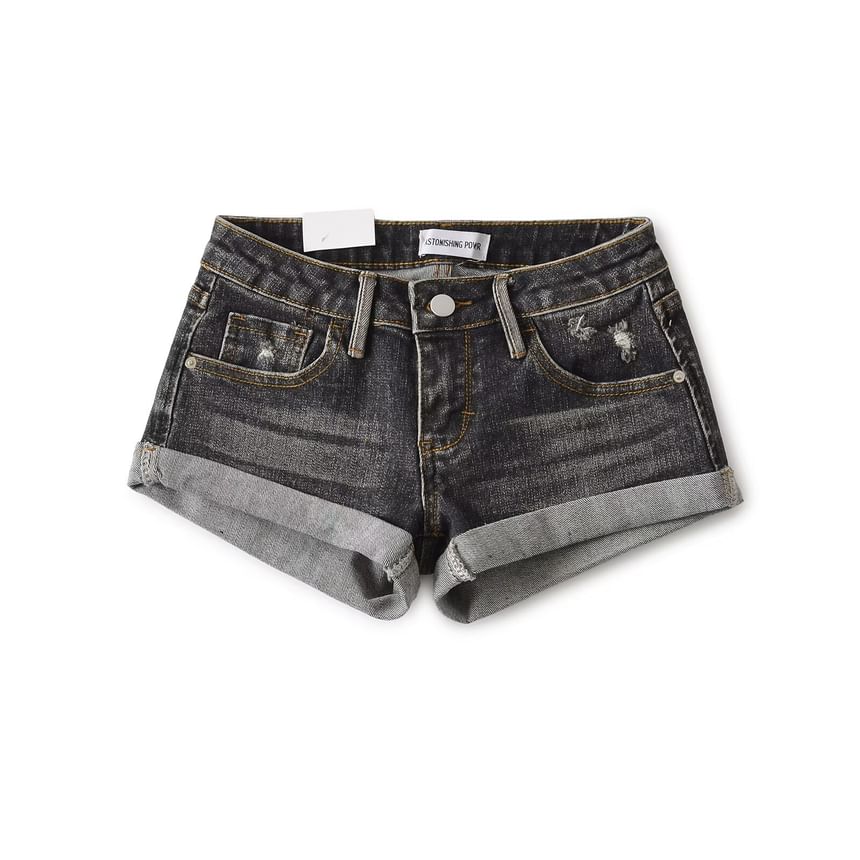 Low Rise Denim Hot Pants