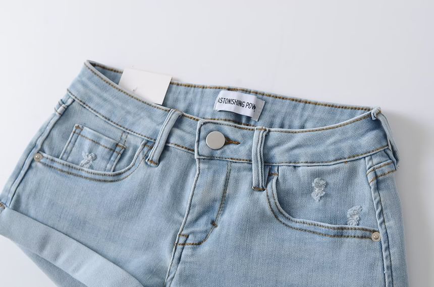 Low Rise Denim Hot Pants