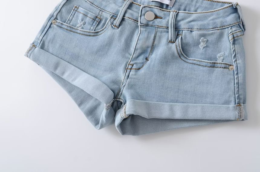 Low Rise Denim Hot Pants