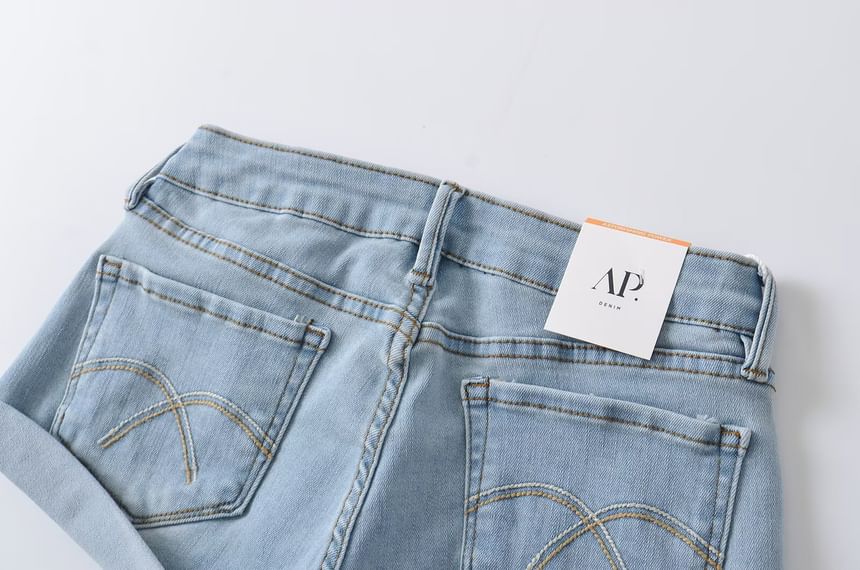 Low Rise Denim Hot Pants