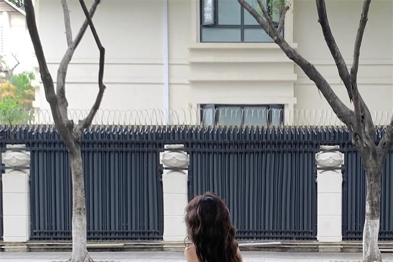 Dress Print Spaghetti A-Line Strap Midi