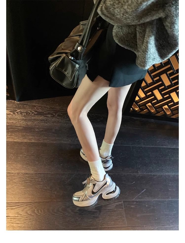 Striped Platform Lace-Up Sneakers