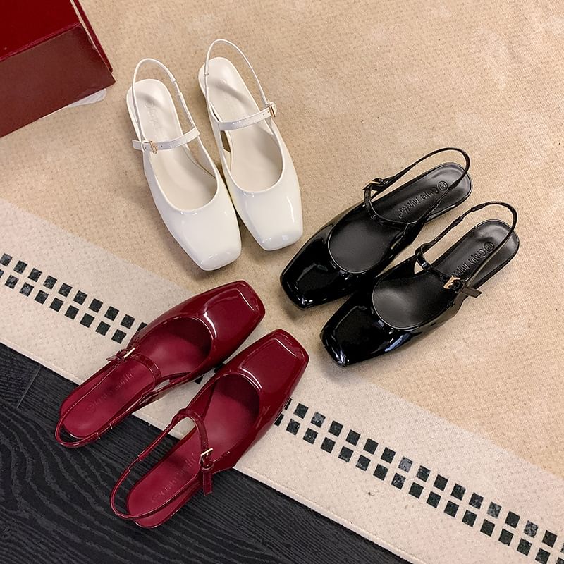 Low Square Heel Sandals Slingback Toe