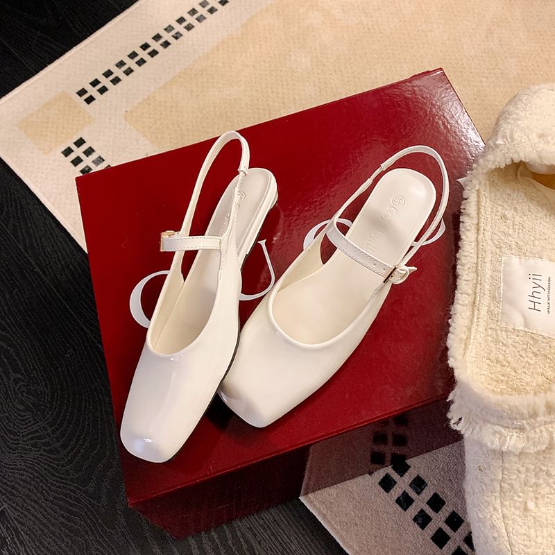 Low Square Heel Sandals Slingback Toe