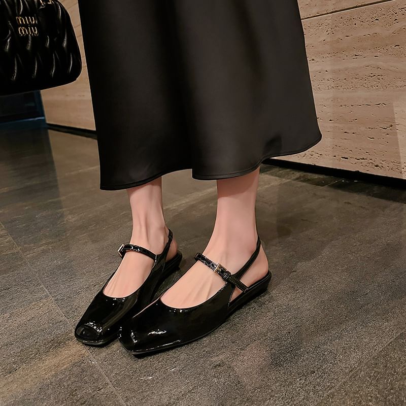 Low Square Heel Sandals Slingback Toe