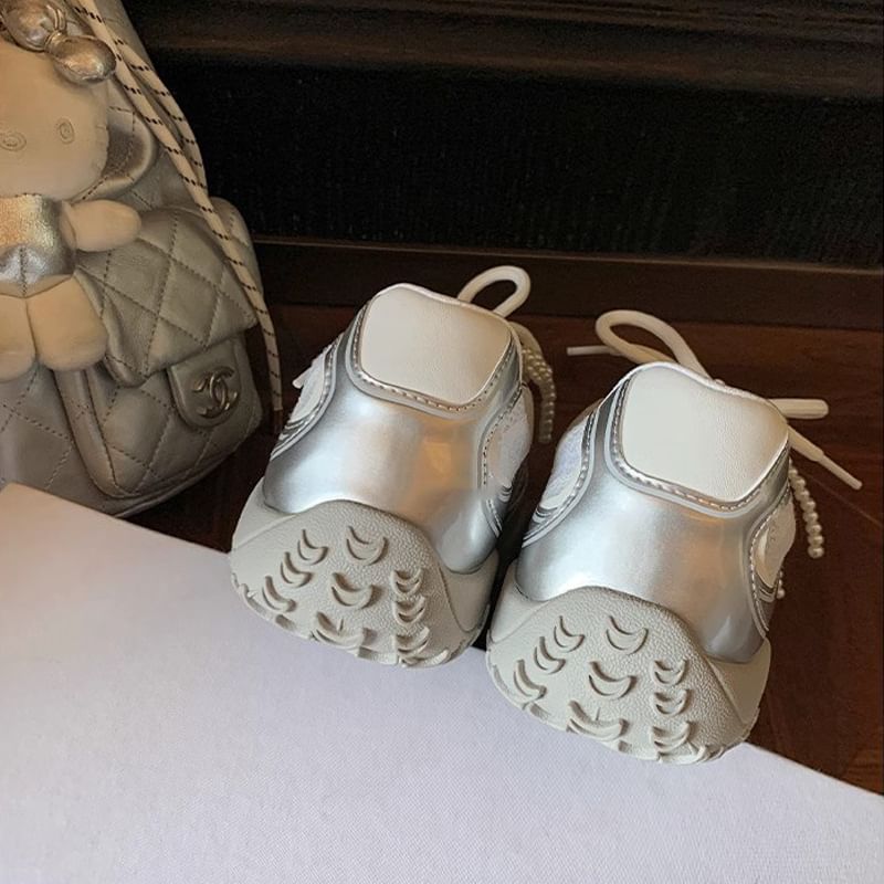 Sneakers Platform Patterned Lace-Up