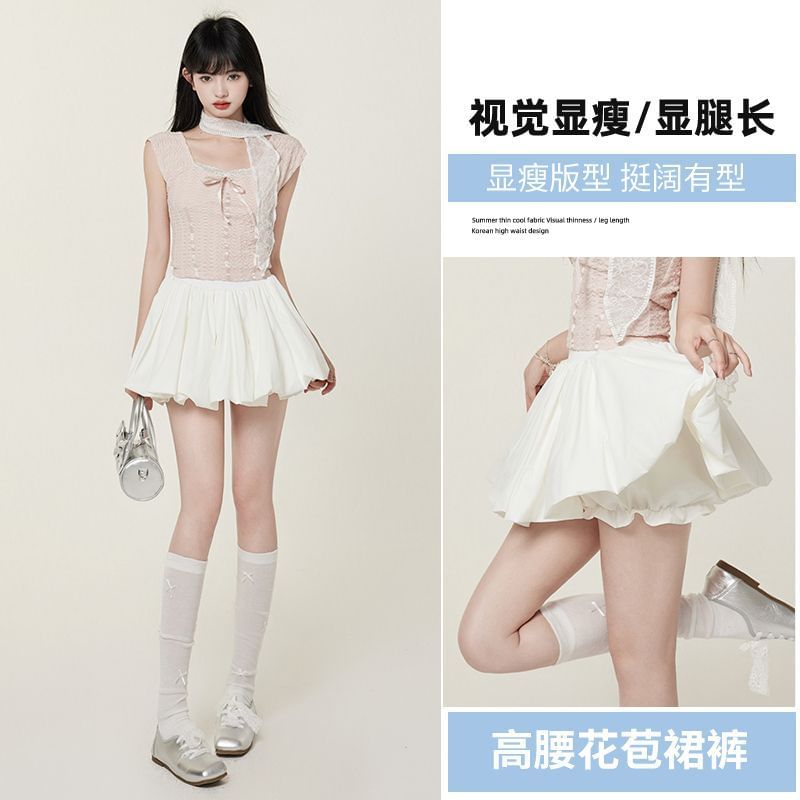 Puffy High-Rise Flared Mini Skirt