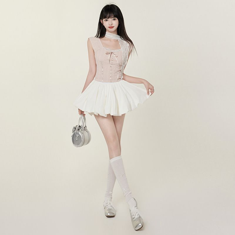 Puffy High-Rise Flared Mini Skirt