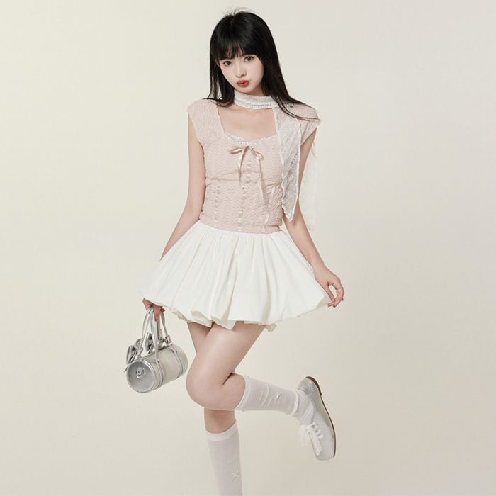 Puffy High-Rise Flared Mini Skirt