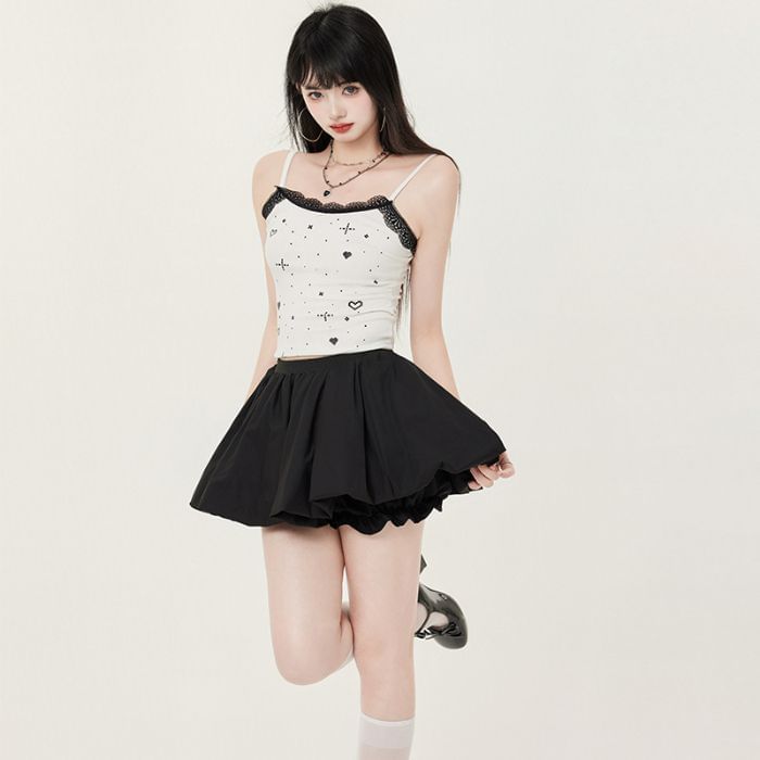Puffy High-Rise Flared Mini Skirt