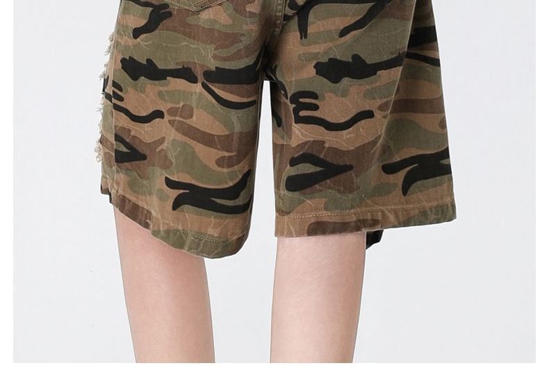 High Waist Camouflage Wide Leg Jorts