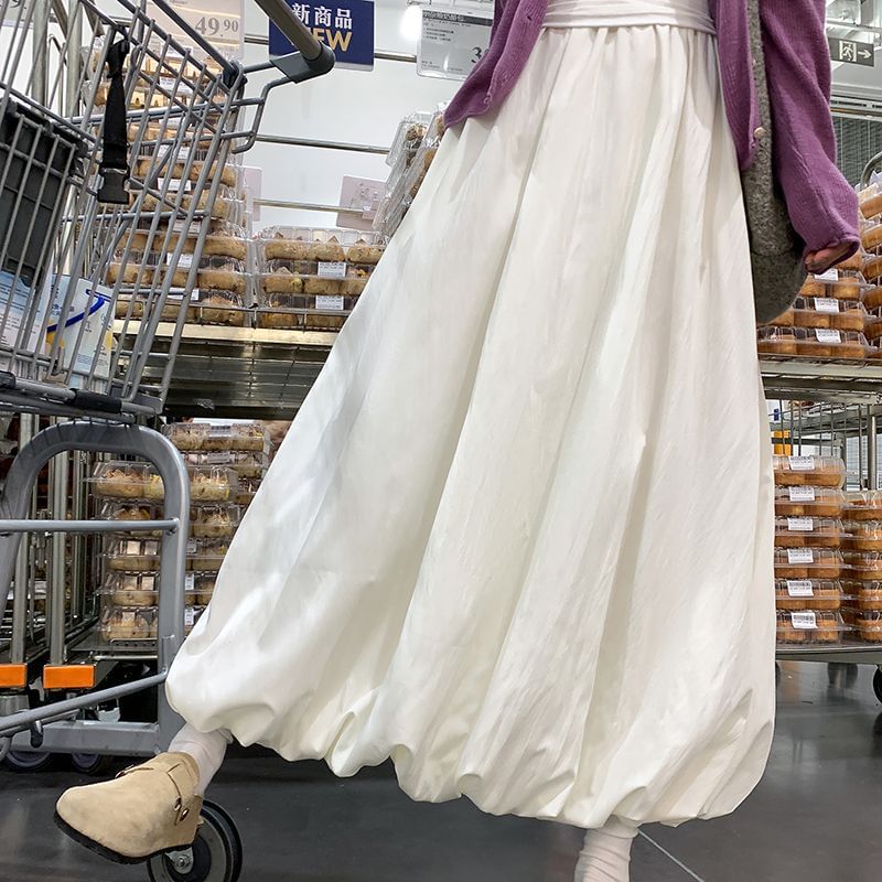 Puffy Midi Flared Skirt