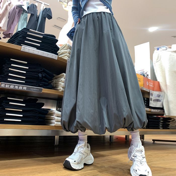 Puffy Midi Flared Skirt