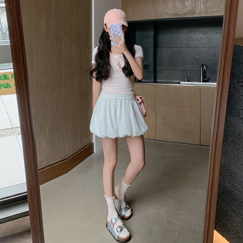 Puffy Mini Flared Skirt