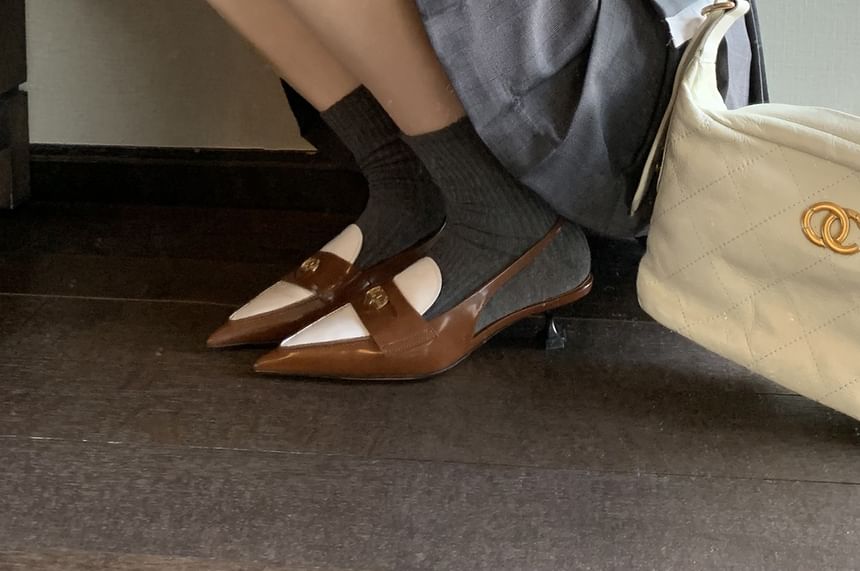 Loafers Penny Kitten Slingback Pointed Heel