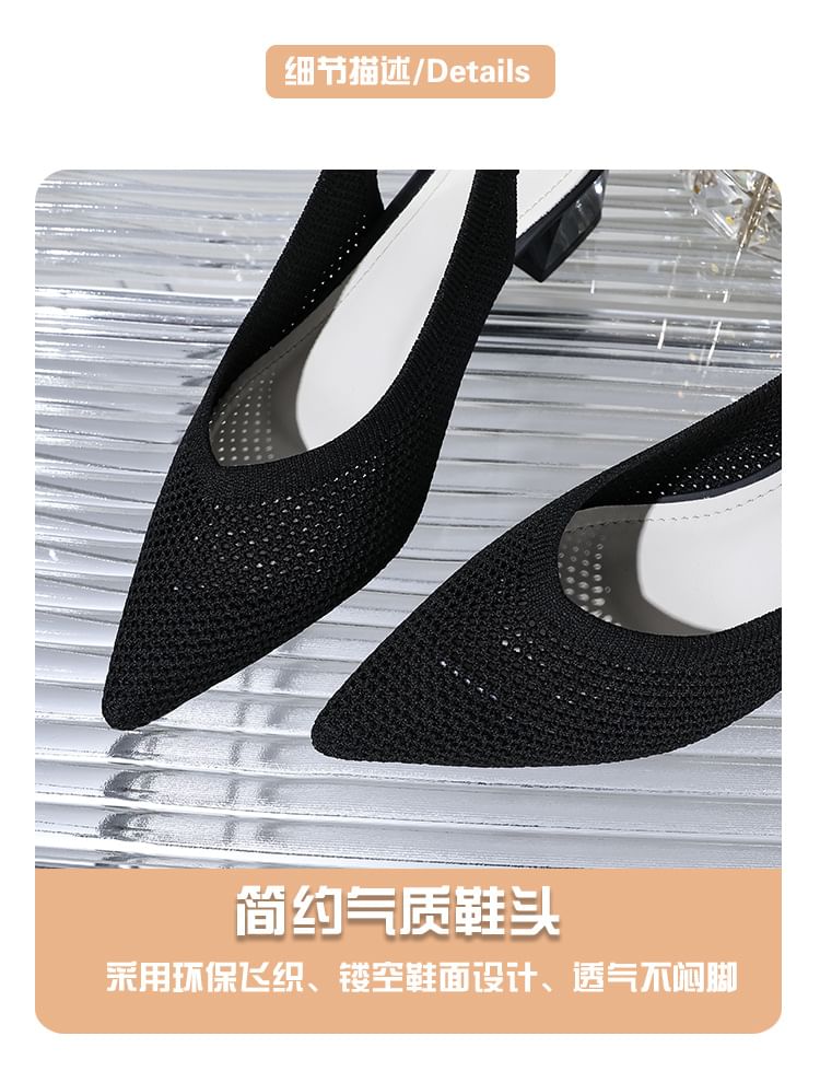 Slingback Sandals Pointed Chunky Heel