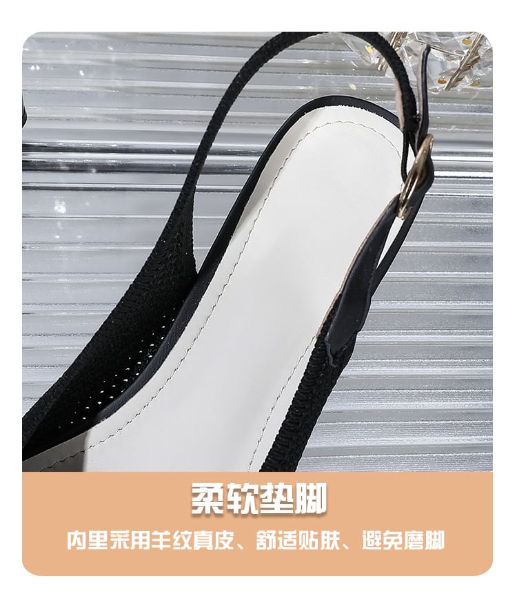 Slingback Sandals Pointed Chunky Heel