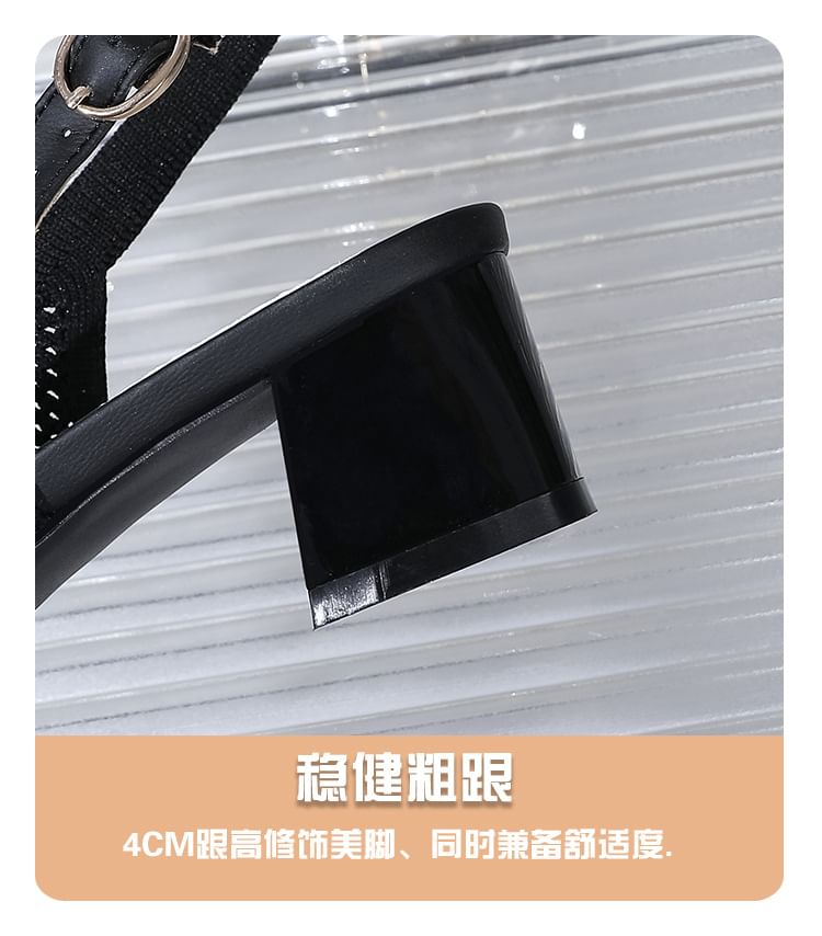 Slingback Sandals Pointed Chunky Heel