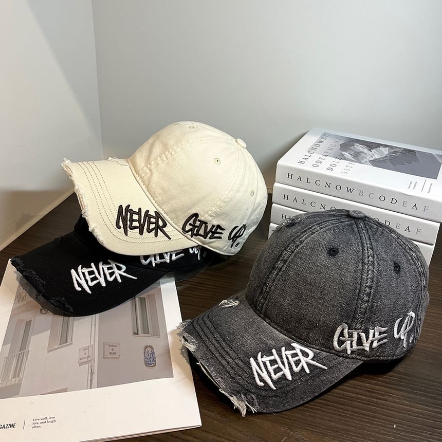Cap Embroidered Baseball Lettering Distressed