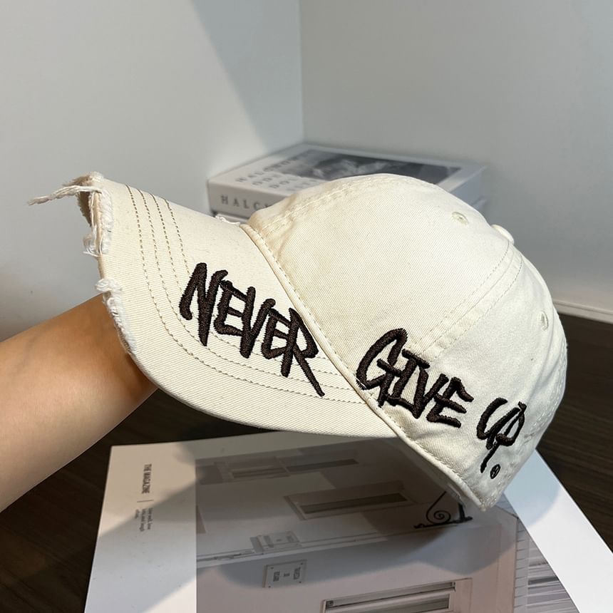 Cap Embroidered Baseball Lettering Distressed