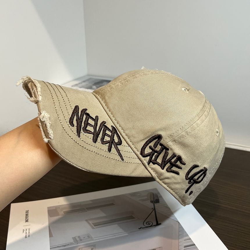 Cap Embroidered Baseball Lettering Distressed
