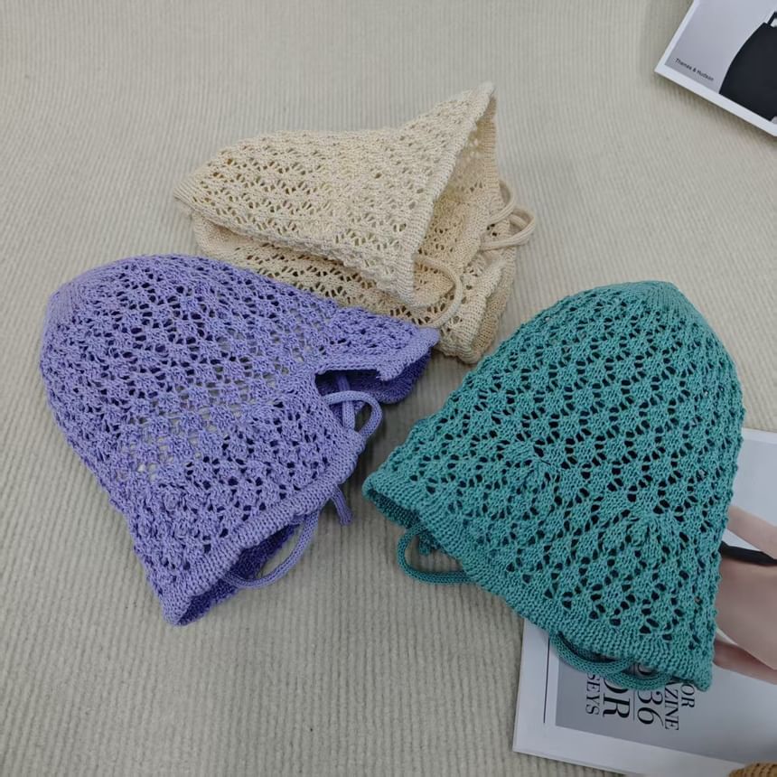 Hat Knit Plain Cloche