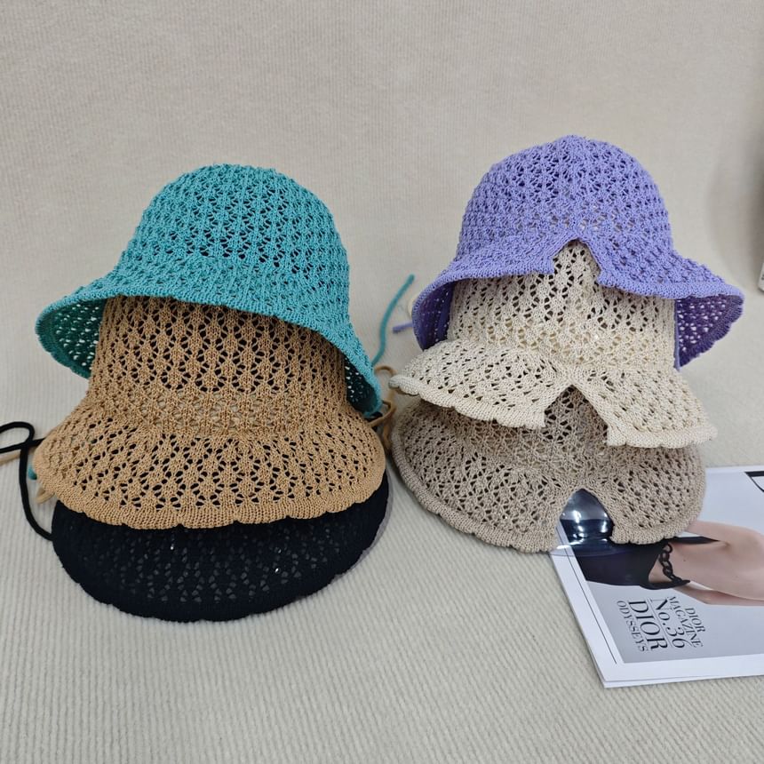 Hat Knit Plain Cloche