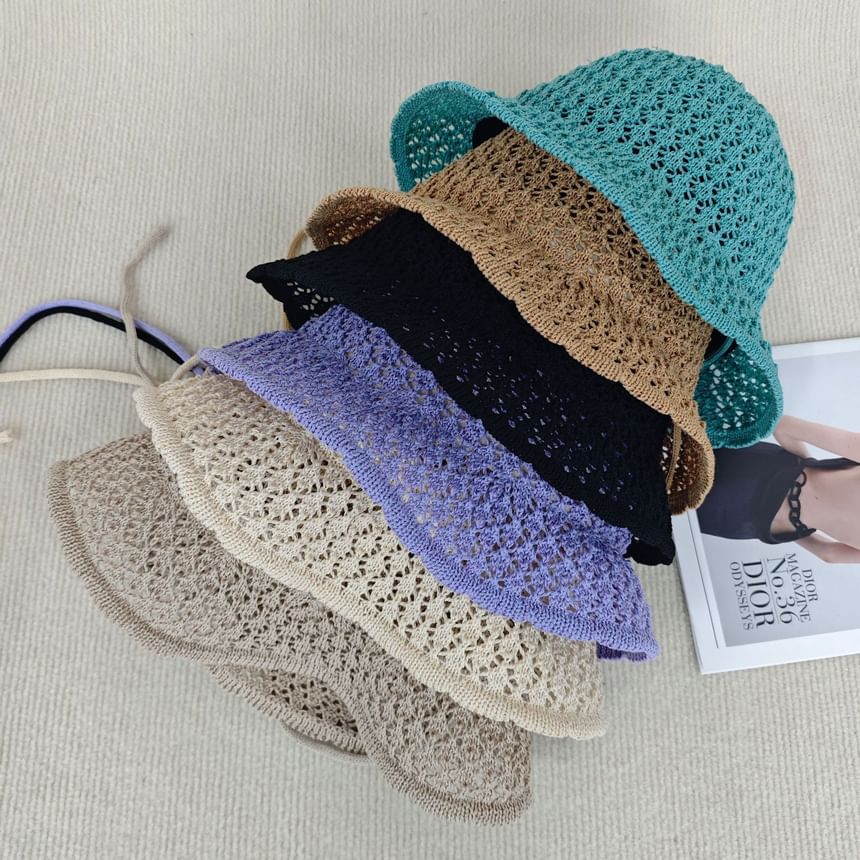 Hat Knit Plain Cloche